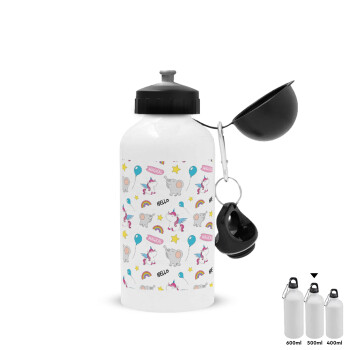 Happy Clouds Doodle, Metal water bottle, White, aluminum 500ml