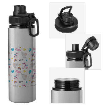 Happy Clouds Doodle, Metallic water bottle with safety cap, 850ml aluminum