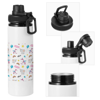 Happy Clouds Doodle, Metal water bottle with safety cap, aluminum 850ml