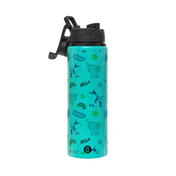 Happy Clouds Doodle, Metallic water bottle with safety lid, 850ml aluminum