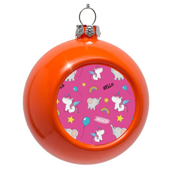 Happy Clouds Doodle, Orange Christmas tree ornament bauble 8cm