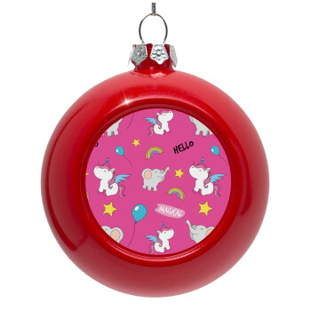 Happy Clouds Doodle, Red Christmas tree ornament bauble 8cm