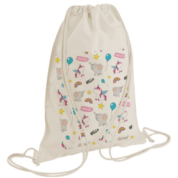 Happy Clouds Doodle, Τσάντα πλάτης πουγκί GYMBAG natural (28x40cm)
