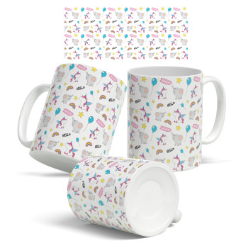 Happy Clouds Doodle, Ceramic coffee mug, 330ml (1pcs)