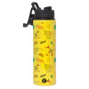 Metallic water bottle with safety lid, 850ml aluminum