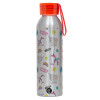 Aluminum Sports Bottle 650ml – Silver with Red Cap and Silicone Strap