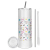 Tumbler stainless steel 600ml, with metal straw & cleaning brush