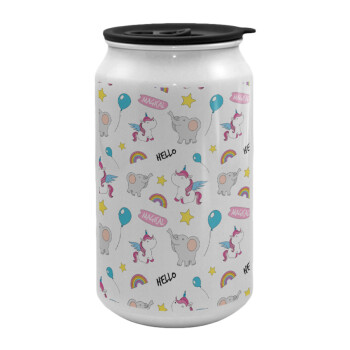 Happy Clouds Doodle, Κούπα ταξιδιού μεταλλική με καπάκι (tin-can) 500ml