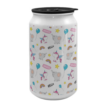 Happy Clouds Doodle, Κούπα ταξιδιού μεταλλική με καπάκι (tin-can) 500ml