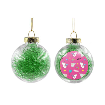 Happy Clouds Doodle, Χριστουγεννιάτικη μπάλα δένδρου διάφανη με πράσινο γέμισμα 8cm