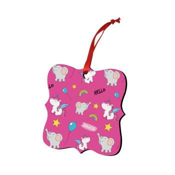 Happy Clouds Doodle, Christmas ornament polygon wooden 7.5cm