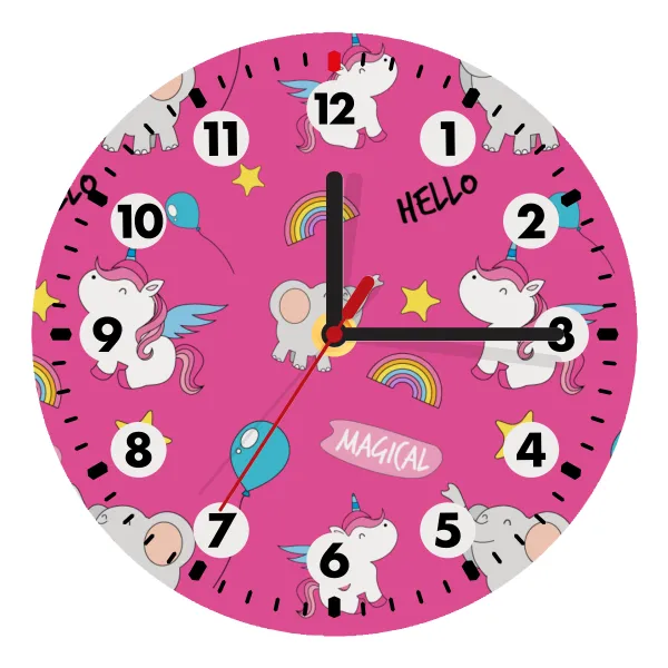 Happy Clouds Doodle — Wooden wall clock (20cm)