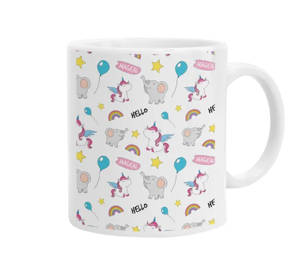 Happy Clouds Doodle — Ceramic coffee mug, 330ml