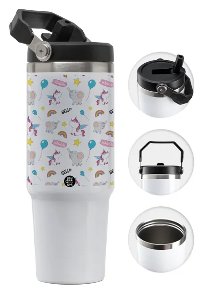 Happy Clouds Doodle — 30oz stainless Steel Tumbler with Handle