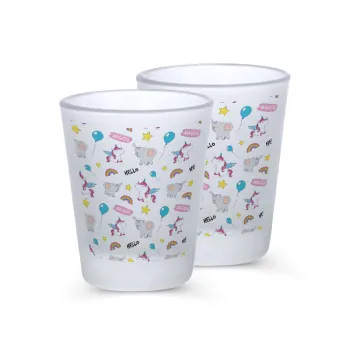 Happy Clouds Doodle, Σφηνοπότηρα γυάλινα 45ml του πάγου (2 τεμάχια)