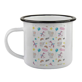 Happy Clouds Doodle, Κούπα εμαγιέ με μαύρο χείλος 360ml