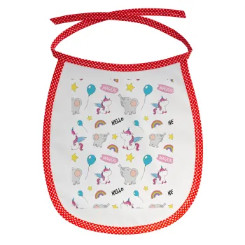 Happy Clouds Doodle, Σαλιάρα μωρού αλέκιαστη με κορδόνι Κόκκινη