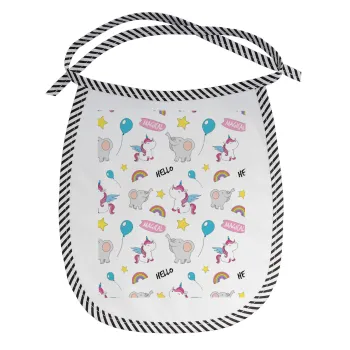 Happy Clouds Doodle, Σαλιάρα μωρού αλέκιαστη με κορδόνι Μαύρη