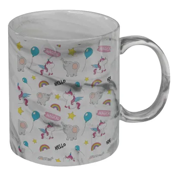 Happy Clouds Doodle, Mug ceramic marble style, 330ml