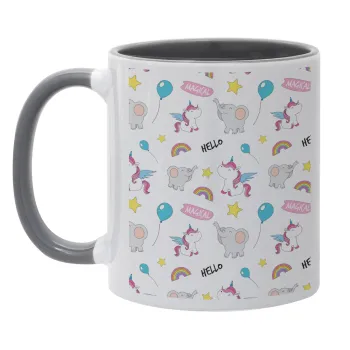 Happy Clouds Doodle, Mug colored grey, ceramic, 330ml