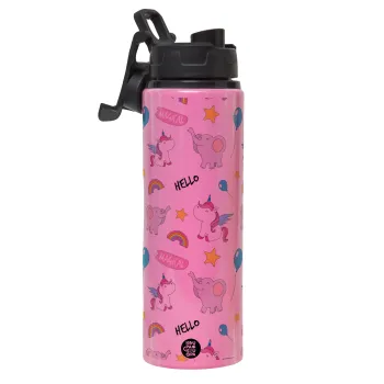 Happy Clouds Doodle, Metallic water bottle with safety lid, 850ml aluminum