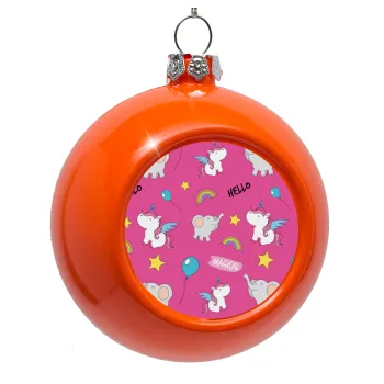 Happy Clouds Doodle, Orange Christmas tree ornament bauble 8cm