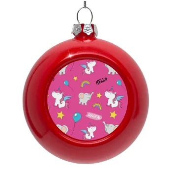 Happy Clouds Doodle, Στολίδι Χριστουγεννιάτικη μπάλα δένδρου Κόκκινη 8cm