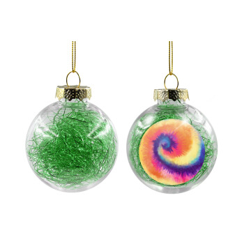 Tie Dye, Χριστουγεννιάτικη μπάλα δένδρου διάφανη με πράσινο γέμισμα 8cm