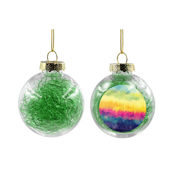 Tie Dye Hor, Χριστουγεννιάτικη μπάλα δένδρου διάφανη με πράσινο γέμισμα 8cm