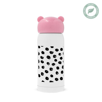 Doodle Dots, Pink stainless steel thermal flask, 320ml