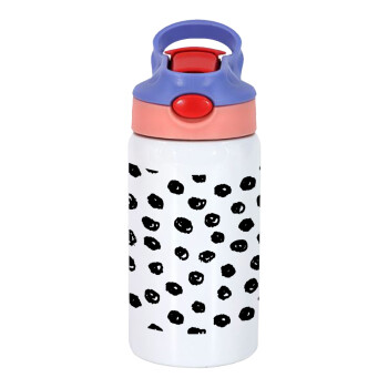 Doodle Dots, Παιδικό παγούρι θερμό, ανοξείδωτο, με καλαμάκι ασφαλείας, ροζ/μωβ (350ml)