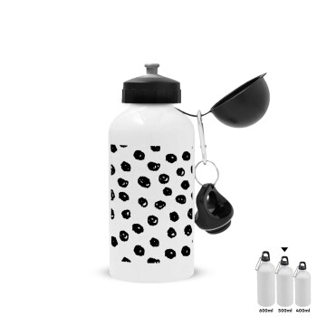 Doodle Dots, Metal water bottle, White, aluminum 500ml