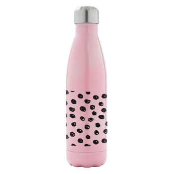Doodle Dots, Metal mug thermos Pink Iridiscent (Stainless steel), double wall, 500ml