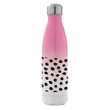 Doodle Dots, Μεταλλικό παγούρι θερμός Ροζ/Λευκό (Stainless steel), διπλού τοιχώματος, 500ml
