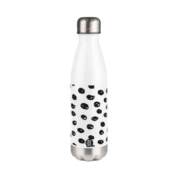 Doodle Dots, Μεταλλικό παγούρι θερμός Λευκό (Stainless steel), διπλού τοιχώματος, 500ml
