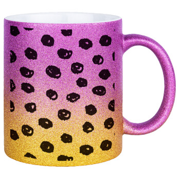 Doodle Dots, Κούπα Χρυσή/Ροζ Glitter, κεραμική, 330ml