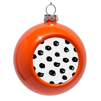 Doodle Dots, Orange Christmas tree ornament bauble 8cm