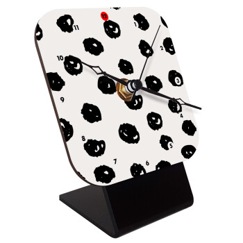 Doodle Dots, Quartz Wooden table clock with hands (10cm)