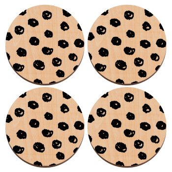 Doodle Dots, ΣΕΤ x4 Σουβέρ ξύλινα στρογγυλά plywood (9cm)