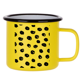 Doodle Dots, Metallic enamel MATT Yellow cup 360ml