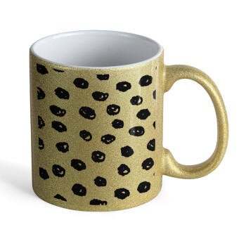 Doodle Dots, Κούπα Χρυσή Glitter που γυαλίζει, κεραμική, 330ml