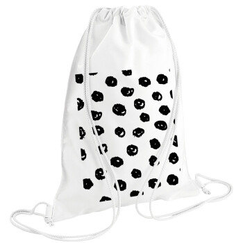 Doodle Dots, Τσάντα πλάτης πουγκί GYMBAG λευκή (28x40cm)