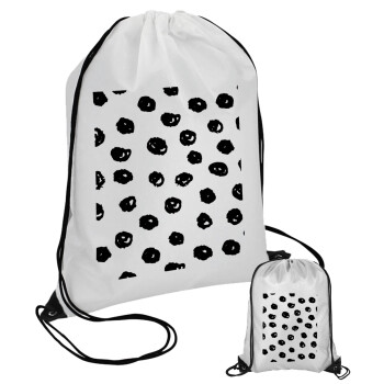 Doodle Dots, Τσάντα πουγκί με μαύρα κορδόνια 45χ35cm (1 τεμάχιο)