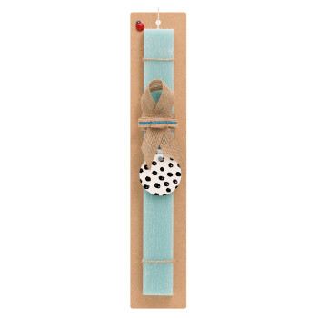Doodle Dots, Easter Set, wooden keychain & aromatic flat Easter candle (30cm) (TURQUOISE)