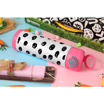 Doodle Dots, Easter candle, Childrens hot water bottle, stainless steel, with safety straw, PINK (500ml)