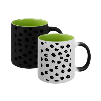 Doodle Dots, Κούπα Μαγική εσωτερικό πράσινο, κεραμική 330ml που αλλάζει χρώμα με το ζεστό ρόφημα