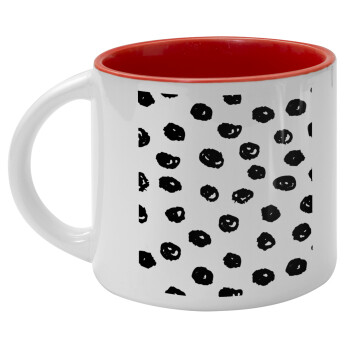 Doodle Dots, Κούπα κεραμική 400ml Λευκή/Κόκκινη