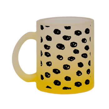 Doodle Dots, Κούπα γυάλινη δίχρωμη με βάση το κίτρινο ματ, 330ml