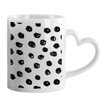 Doodle Dots, Mug heart handle, ceramic, 330ml