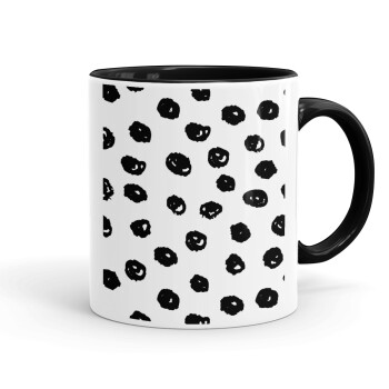 Doodle Dots, Κούπα χρωματιστή μαύρη, κεραμική, 330ml
